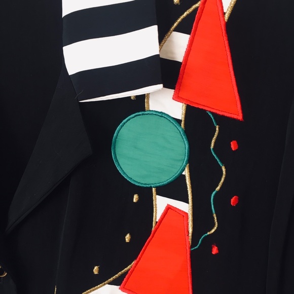 🍿VTG 80s abstract print blouse - Picture 6 of 12